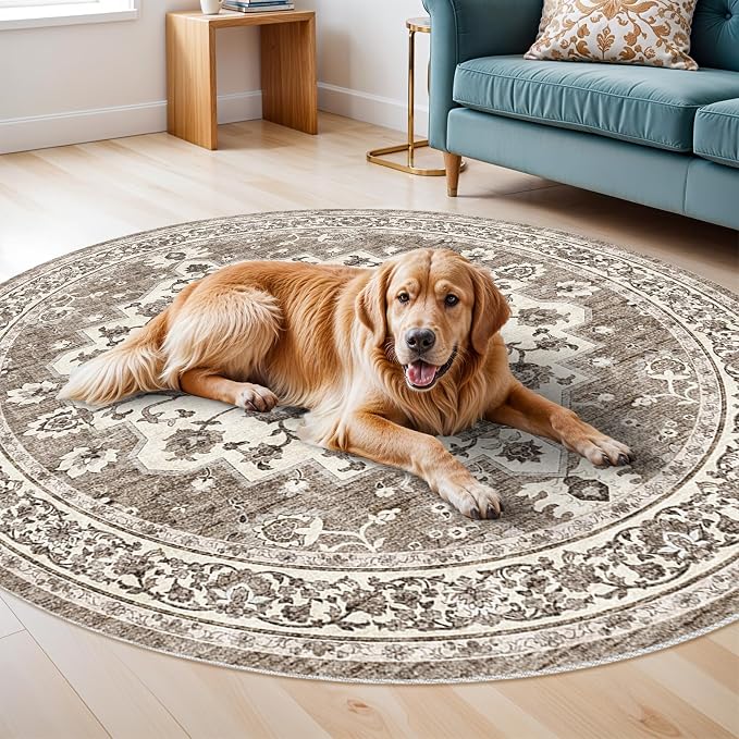 TOPRUUG Washable Oriental Area Rug - 6ft Round Rugs - Image 6
