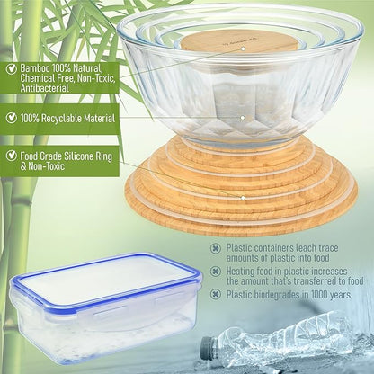 Large Stackable Set of 5 Nesting Glass Bowls - Image 7