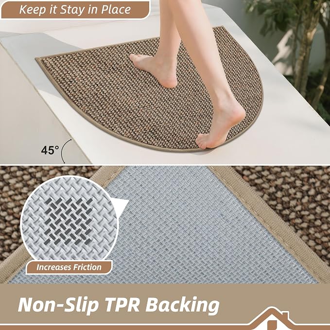 BEQHAUSE Dirt Trapper Door Mat 48" x 72" Half Circle Non Slip Washable Doormats - Image 5