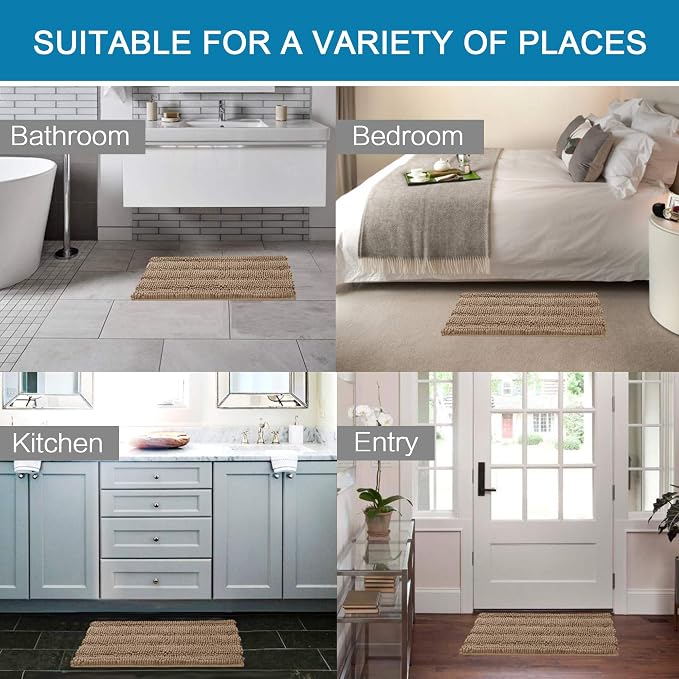 H.VERSAILTEX Bath Rugs for Bathroom Non Slip Bath Mats Extra Thick Chenille - Image 6
