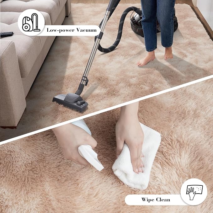 yongyangjuxin Fluffy Rug Shag Area Rug, Mottling Beige 8x10 Area Rugs - Image 7