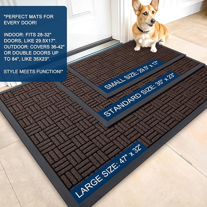 OLANLY Front Door Mat Outside Entrance 71x23, Heavy Duty Sturdy Natural Rubber - Image 2