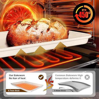 Wildone Baking Sheet Pan Set, Honeycomb Embossed Nonstick Baking Sheet 15x10 In - Image 5