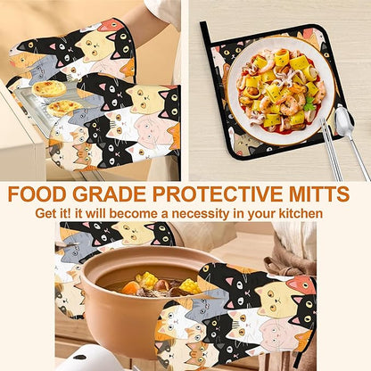 Cute Cats Oven Mitts with Matching Potholders - Image 5