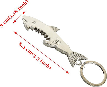 SWATOM Shark Keychain Bottle Opener 2PCS Beer Opener Tool Key Tag Chain Ring - Image 2