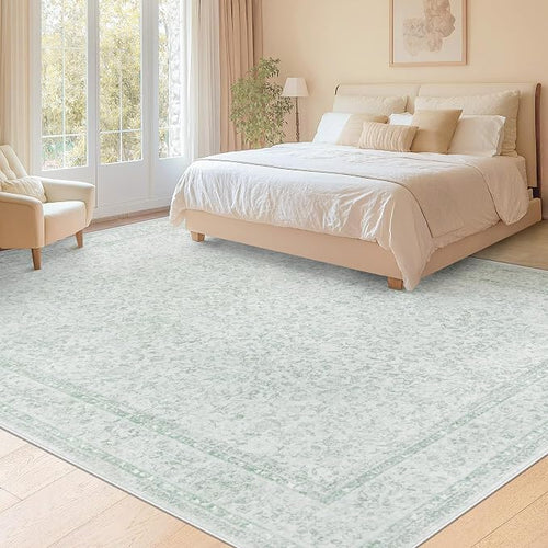 8x10 Area Rugs for Living Room: Washable Large Vintage Floral Rug Low Pile - Image 2