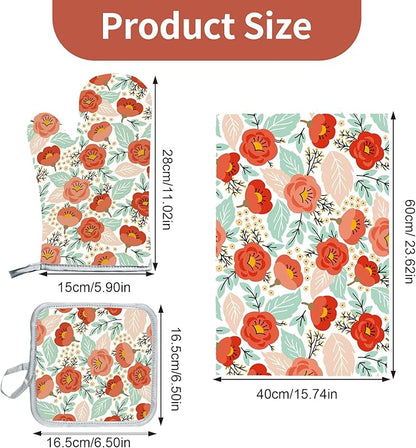 3 Pcs Kitchen Stuff, Kitchen Oven Mitts and Pot Holders Sets - Image 4