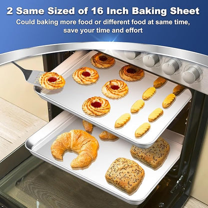 P&P CHEF 16 Inch Baking Cookie Sheet, Oven Pan Tray Stainless Steel Sheet Pan - Image 4
