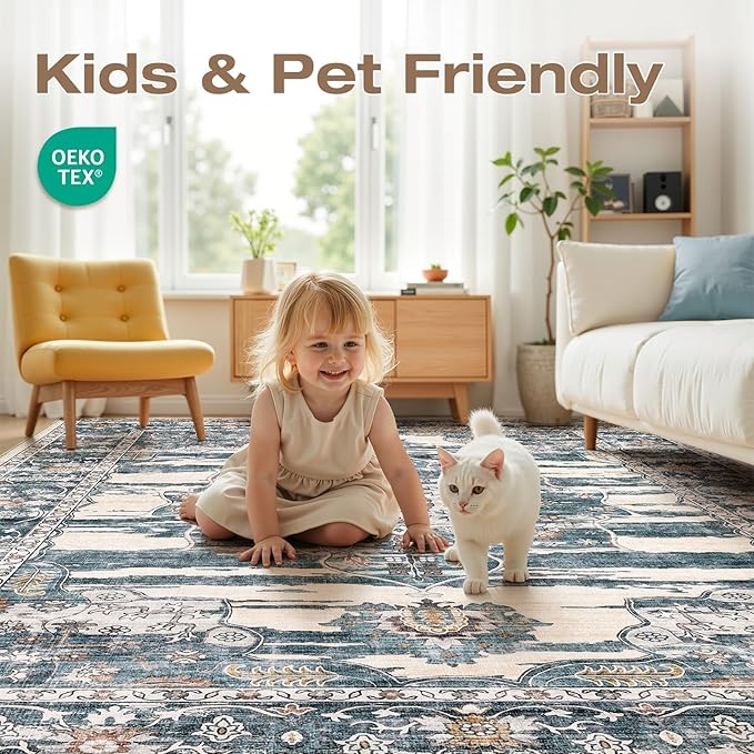 Washable 8x10 Area Rug for Living Room & Dining Room - Image 4
