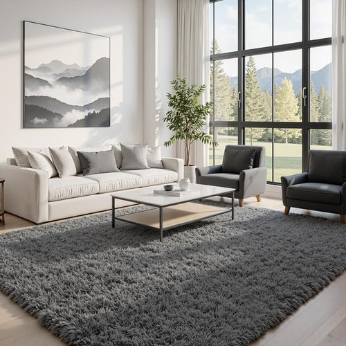8x10 Area Rugs for Living Room: Ultra Soft Fluffy Shag Grey Rugs for Bedroom - Image 2