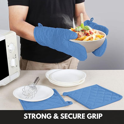 Oven Mitt + Pot Holder 100% Cotton Heat Resistant Kitchen Oven Gloves & Hot Pads - Image 3