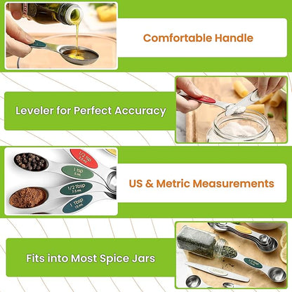 Spring Chef Stainless Steel Magnetic Measuring Spoons Set of 8 - Image 6