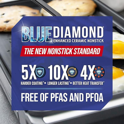 Blue Diamond 20” x 10.5” Extra Large Electric Griddle, Healthy Ceramic Nonstick - Image 8