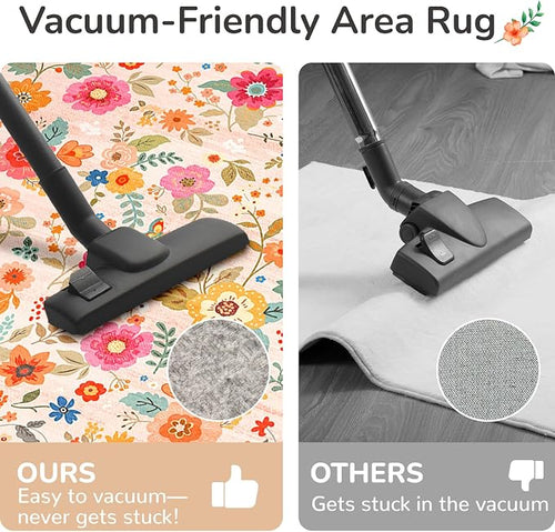 2x6 Area Rugs for Living Room Vacuum-Friendly Machine Washable Area Rug Flower - Image 2