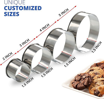 Cookie Cutter Set, Measuring 2'', Round Metal Baking Rings - Image 3