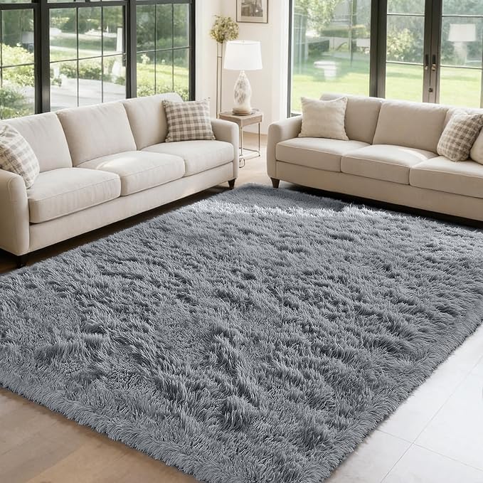 yongyangjuxin Fluffy Rug Shag Area Rug, Light Grey 8x10 Area Rugs - Image 3