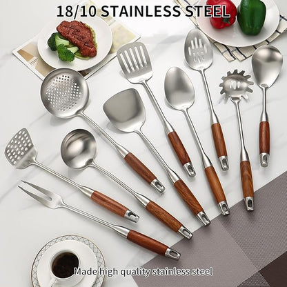 Izurok 18/10 Stainless Steel Kitchen Utensils Set, 10 Piece Cooking Utensils - Image 3