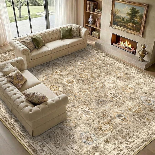 8x10 Area Rug for Living Room-Vintage Farmhouse Boho Floral Neutral Washable by Unknown