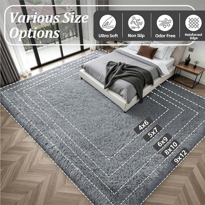Fluffy Area Rugs 9x12 Living Room Bedroom: Ultra Soft Shag Rug Upgrade Non-Slip - Image 9