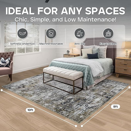 8x10 Area Rugs for Living Room Rug Washable: Modern Large Rug for Dining Room - Image 2