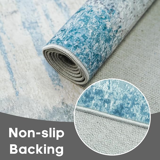 Washable Wide Runner Rug 4x10 : Modern Abstract Hallway Rugs - Image 8