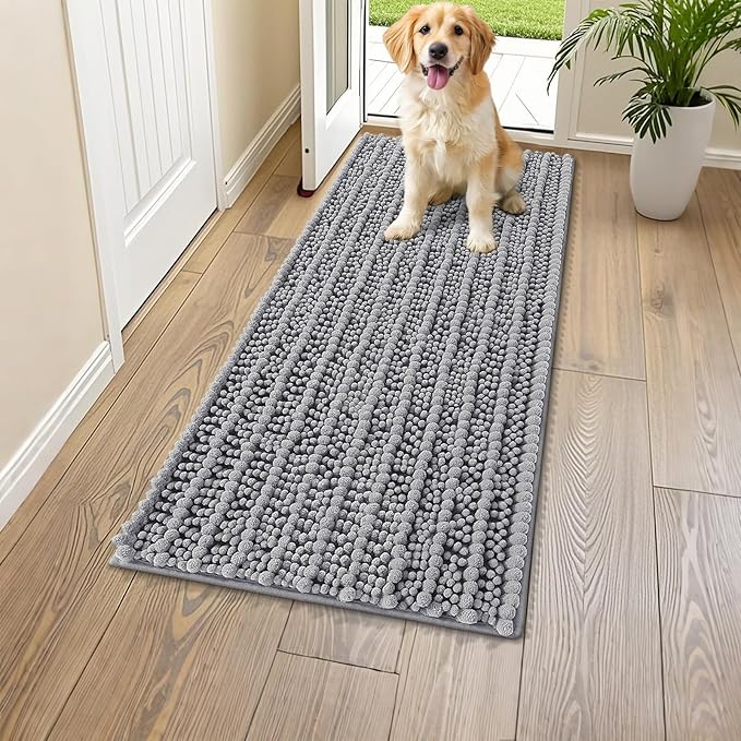 Smiry Dog Door Mat for Muddy Paws 44x24, Absorbent Dirt Trapper, Non-Slip by Smiry