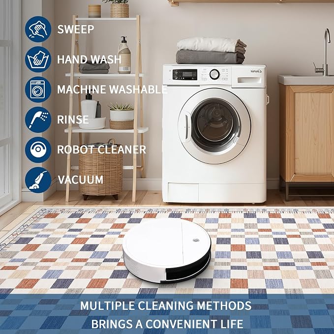 GarveeHome 2x3 Small Rug for Bathroom Machine Washable Modern Checkered Area - Image 2