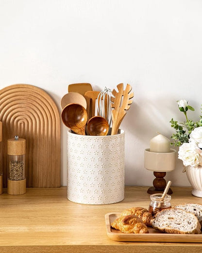 MALACASA LYDIA Ceramic Utensil Holders, 7.3"+5.5" Kitchen Utensil Crock Set - Image 7