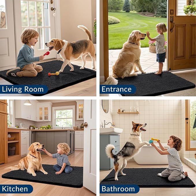 Smiry Dog Door Mat for Muddy Paws 36x24, Absorbent Dirt Trapper, Non-Slip - Image 7