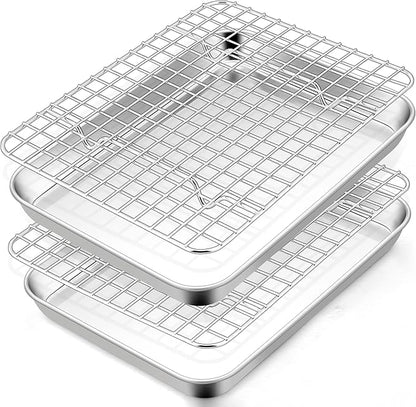 TeamFar Toaster Oven Pan with Rack Set, Non-Toxic & Heavy-Duty, Dishwasher Safe by TeamFar