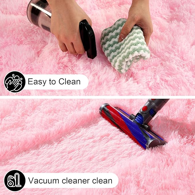 5x7 Pink Rugs for Bedroom Girls, Large Fluffy Area Rugs for Living Room - Image 3