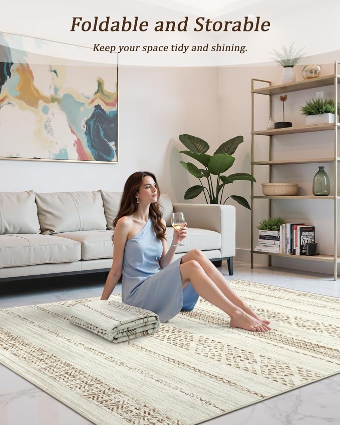 Miukiki 6x9 Area Rug for Living Room Moroccan Washable Rugs Non Slip Indoor - Image 5