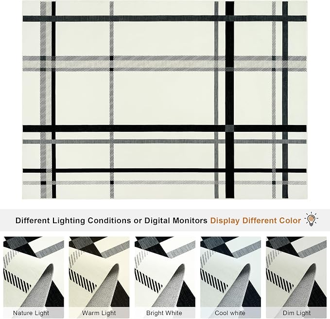 Terrug Plaid Area Rug for Living Room, Soft Low Pile Stain Resistance Abstract - Image 7