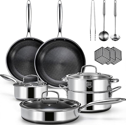 USELUCK Hybrid Nonstick Cookwre Set, frying pan, sauce pan, Dishwasher-Friendly by useluck