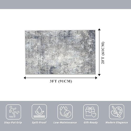 2x3 Washable Non-Slip Rug – Modern Abstract Neutral Small Throw Area Rug - Image 2