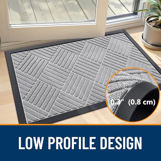 OLANLY Front Door Mat Outside Entrance 47x23, Heavy Duty Sturdy Natural Rubber - Image 4