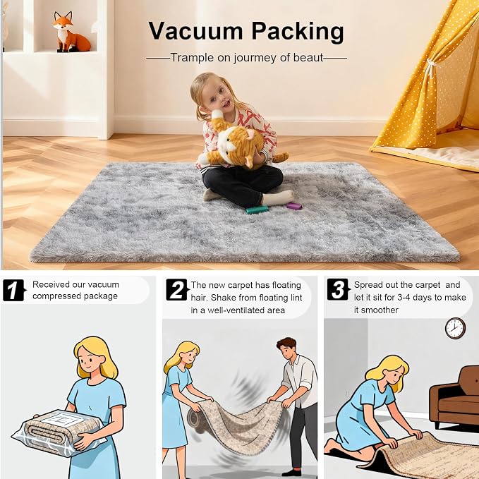3x5 Rugs for Bedroom, Fluffy Area Rugs for Living Room, Small Fuzzy Shag Soft - Image 5