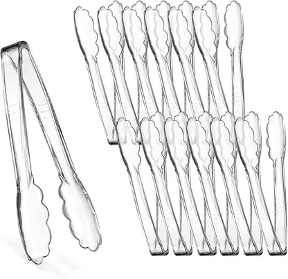 Plasticpro 7.5'' Serving Tongs Heavy Duty Reusable Kitchen and BBQ Clear by PLASTICPRO