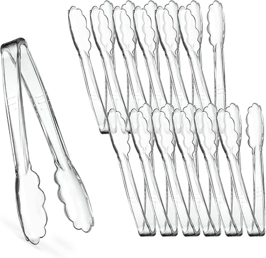 Plasticpro 7.5'' Serving Tongs Heavy Duty Reusable Kitchen and BBQ Clear by PLASTICPRO