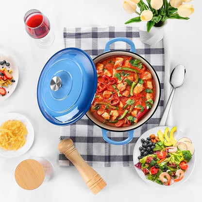 P&P CHEF 6QT Enameled Dutch Oven, Cast Iron Dutch Oven Pot - Image 8