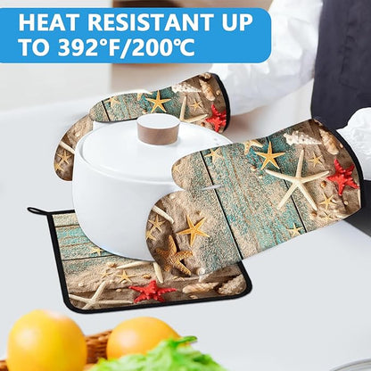 Beach Shells Starfish Oven Mitts and Pot Holders Sets Heat Resistant 4Pcs - Image 5