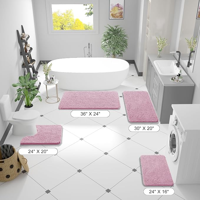 OLANLY Large Bathroom Rugs 40x24, Extra Soft Absorbent Chenille Bath Rugs - Image 2