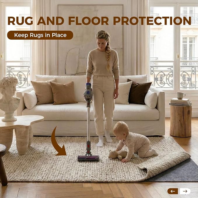 Rug Pad 10 x 14 Ft Non-Slip, Felt and Natural Rubber Backing, 1/4" Thick - Image 2