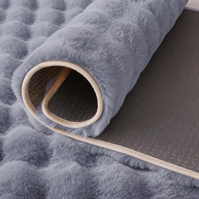 Gray Rabbit Plush Rug 4'x6', Fluffy Shaggy Area Rug - Image 7