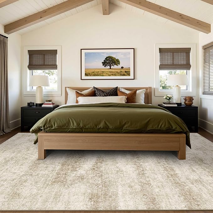 Latte&Fog 6x9 Area Rugs for Living Room, Large Vintage Beige Washable Rug - Image 4