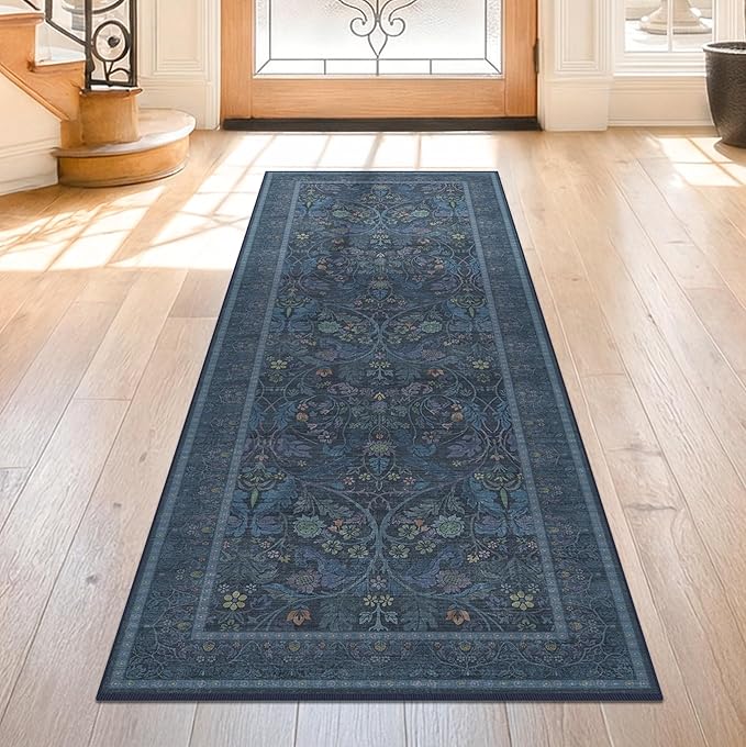 Boho Blue 2x5 Washable Entryway Mats by Evyhood