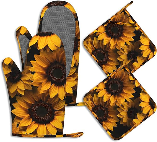 Spring Sunflowers Oven Mitts and Pot Holders Sets of 4 Yellow Flowers Heat by BIGXIUKA