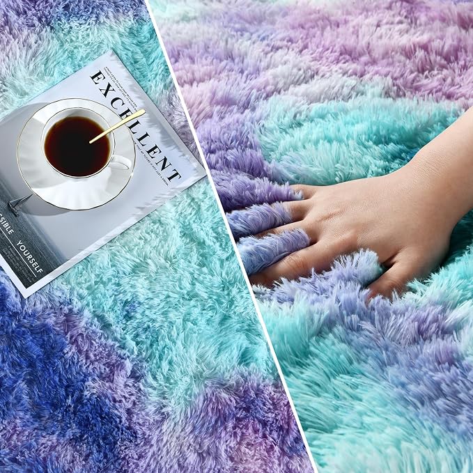 Deerhoo Large Shag Area Rugs 6 x 9, Tie-Dyed Plush Fuzzy Rugs - Image 3