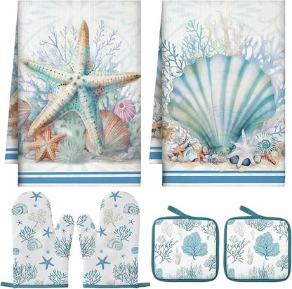 Jingmore 6 Pcs Kitchen Decor Set Accessorie Farmhouse Kitchen Towels Pot by Jingmore