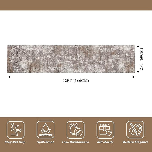 2x12 ft Washable Hallway Runner Rug – Non-Slip Stain-Resistant Low-Pile Long - Image 2